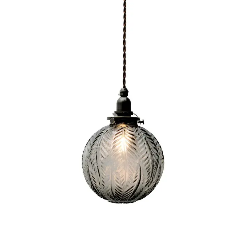 Feather Glow Smoke Grey Sphere Pendant Light made of Clear Glass tag1