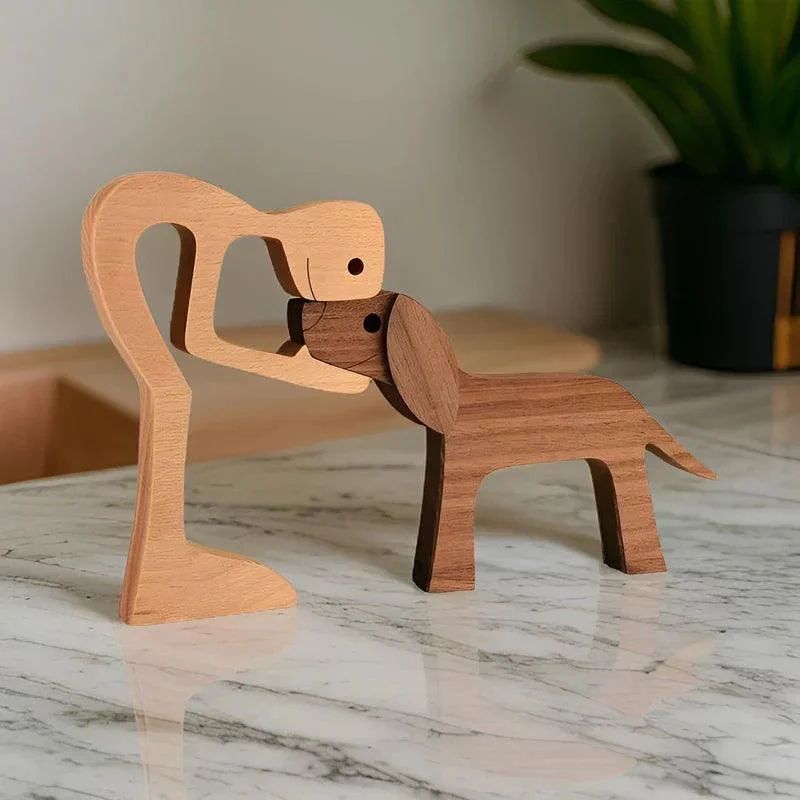 Feet of love - handmade wooden sculpture of dog and human - symbol of eternal bond -  - #tag1#