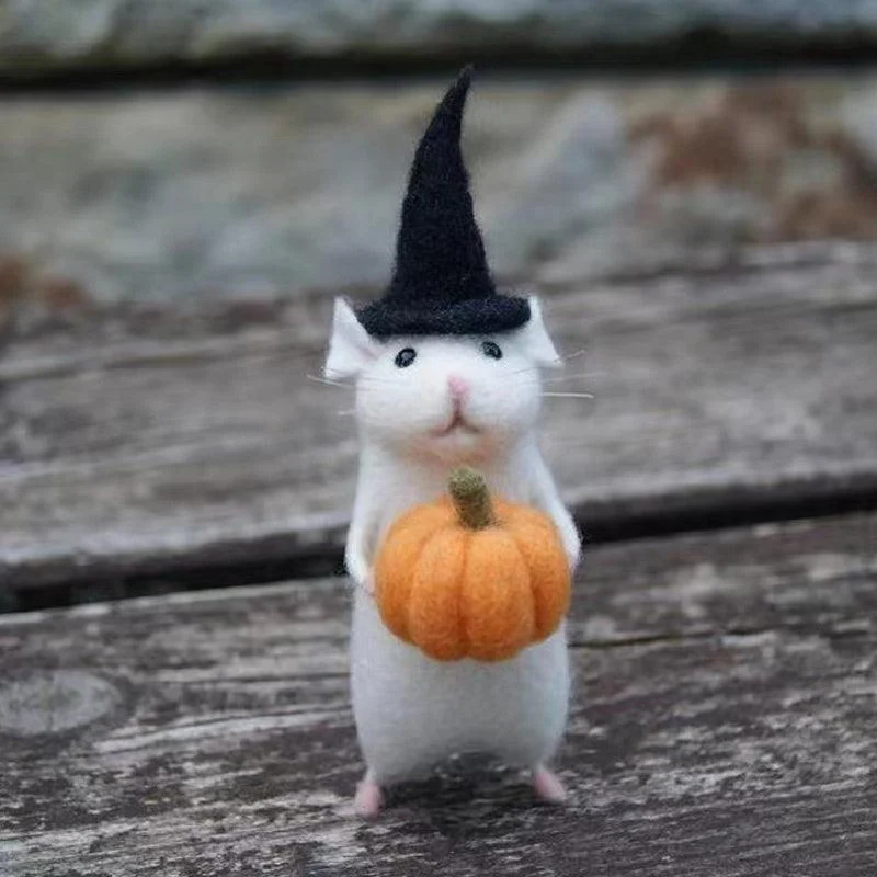 Felt Mouse and Pumpkin Ornament -  - #tag1#