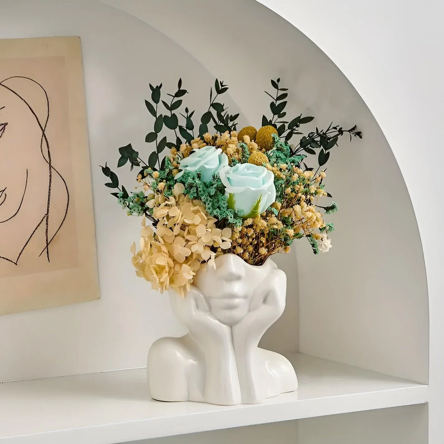 FemmeFlora Vase - Expressive Ceramic Flower Vase with Human Face -  - #tag1#