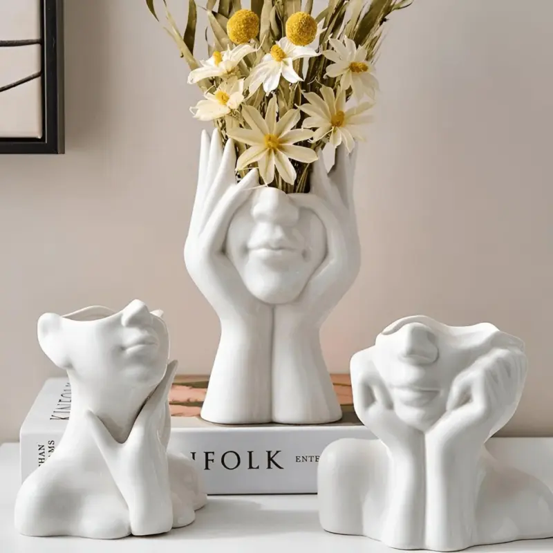 FemmeFlora Vase Expressive Ceramic Flower Vase with Human Face tag1