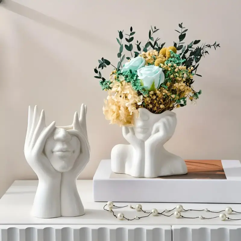 FemmeFlora Vase Expressive Ceramic Flower Vase with Human Face tag1