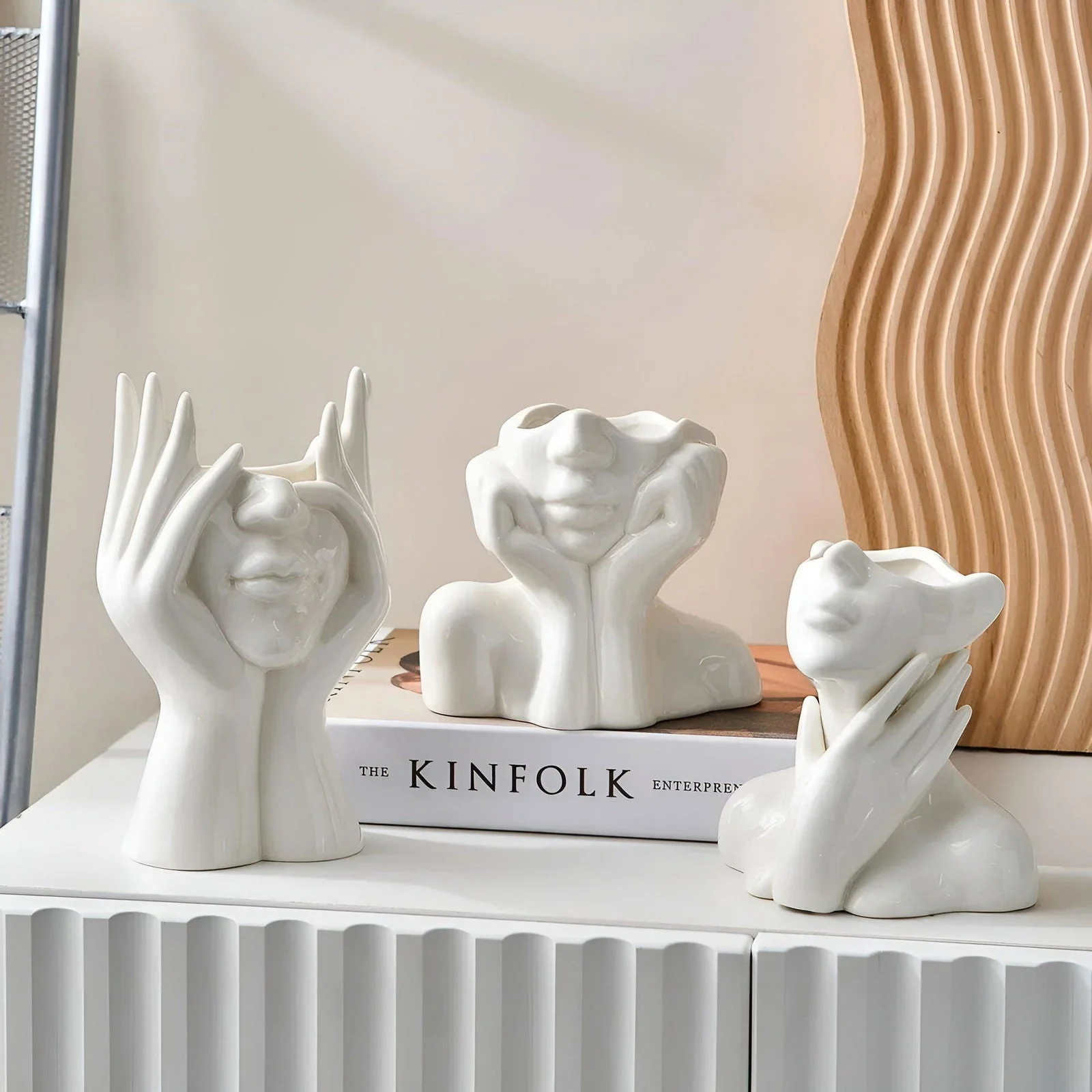 FemmeFlora Vase - Expressive Ceramic Flower Vase with Human Face -  - #tag1#