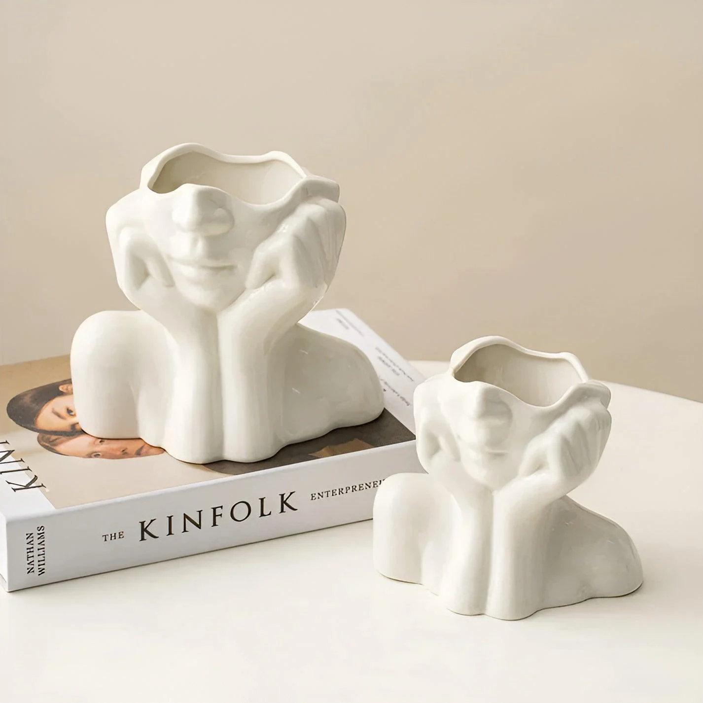 FemmeFlora Vase - Expressive Ceramic Flower Vase with Human Face -  - #tag1#