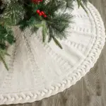 Festive Red Knitted Christmas Tree Skirt tag1
