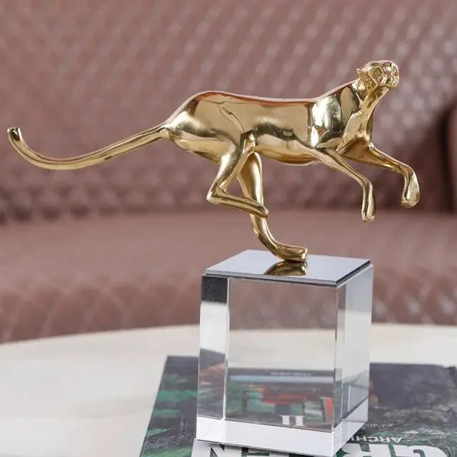 Fierce Jaguar Copper Sculpture -