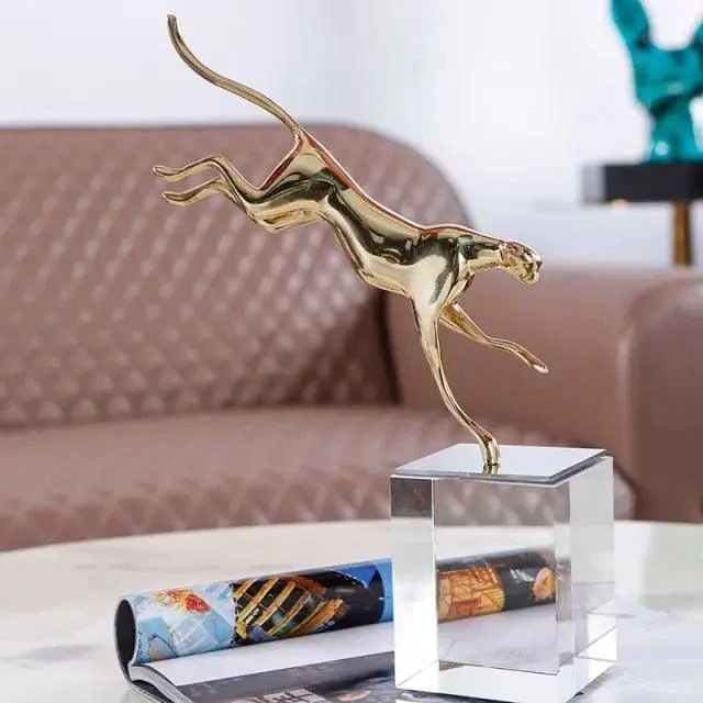 Fierce Jaguar Copper Sculpture -