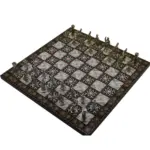 Figures of Rome Metal Chess Set with Board Small Size Sculptures and Statues