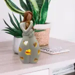 Figurine Candle Holder Embrace Mother Daughter Flickering Light tag1