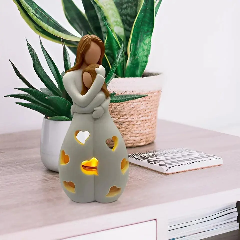 Figurine Candle Holder - Embrace - Mother Daughter - Flickering Light -  - #tag1#