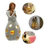 Figurine Candle Holder Embrace Mother Daughter Flickering Light tag1