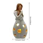 Figurine Candle Holder Embrace Mother Daughter Flickering Light tag1