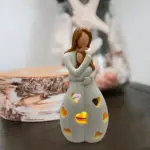 Figurine Candle Holder Embrace Mother Daughter Flickering Light tag1