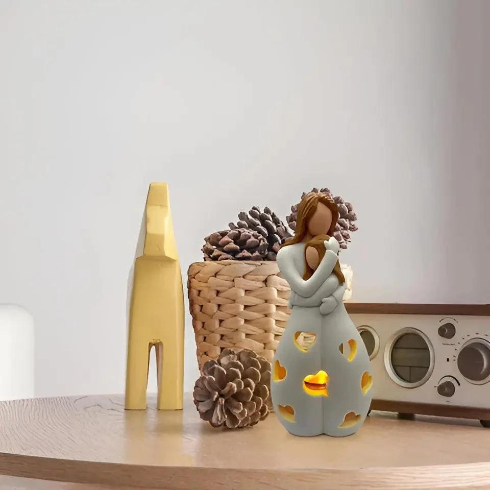 Figurine Candle Holder - Embrace - Mother Daughter - Flickering Light -  - #tag1#