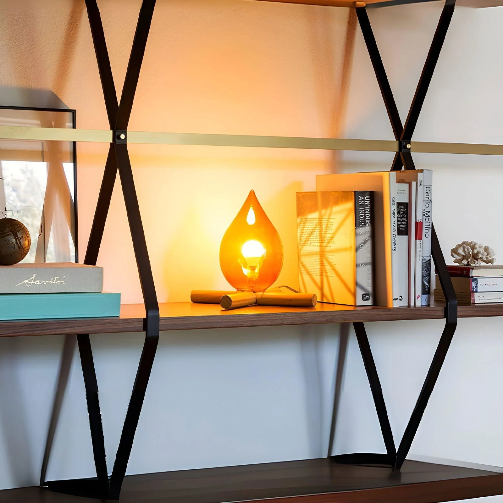 FireFlare Table Lamp - Campfire Flame Lamp LED with Wooden Base -  - #tag1#