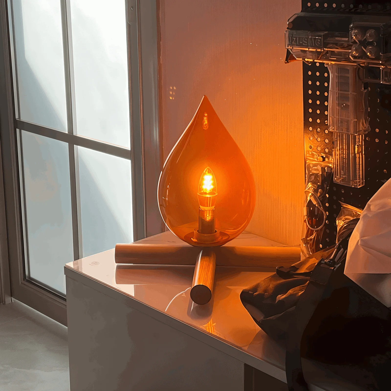 FireFlare Table Lamp - Campfire Flame Lamp LED with Wooden Base -  - #tag1#