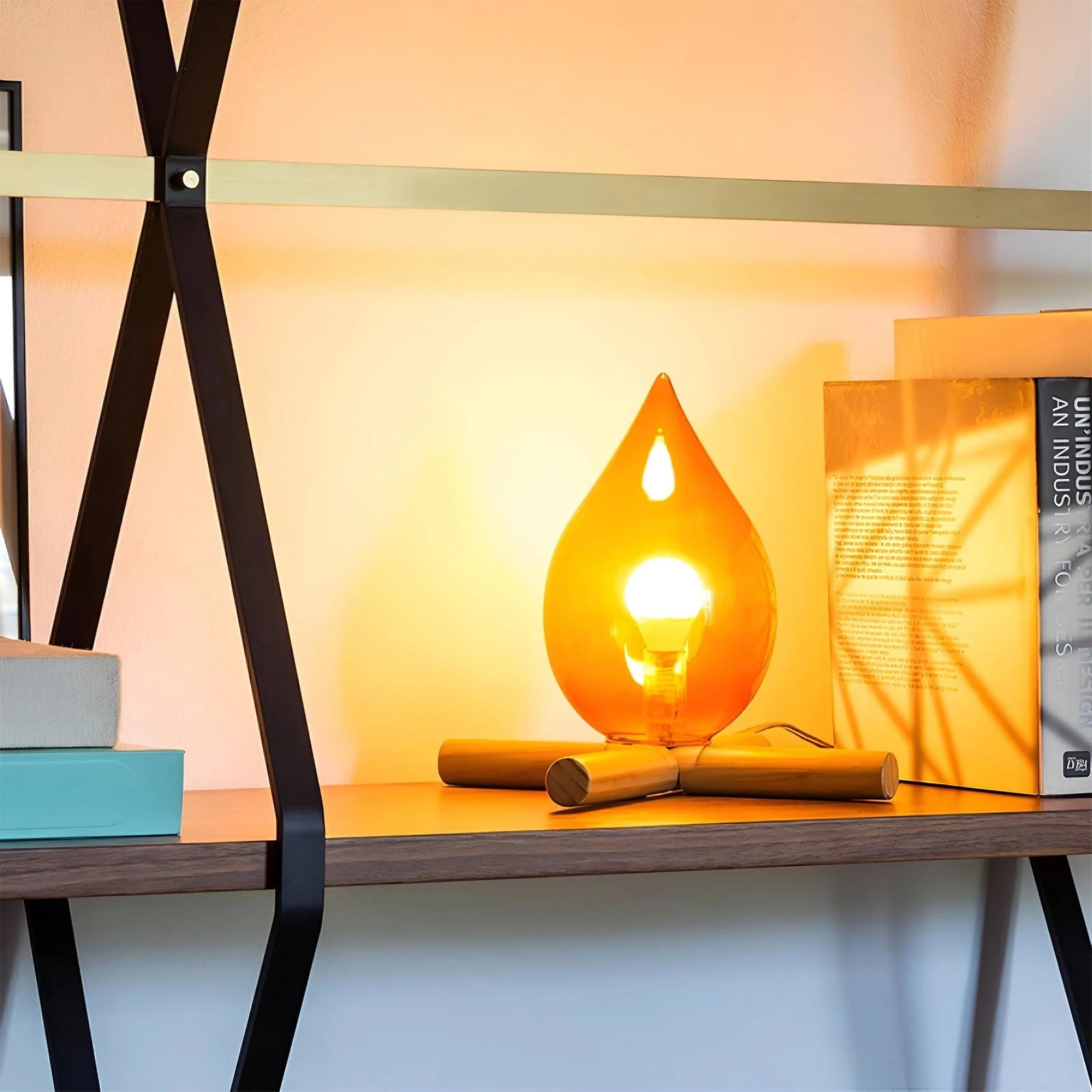 FireFlare Table Lamp - Campfire Flame Lamp LED with Wooden Base -  - #tag1#