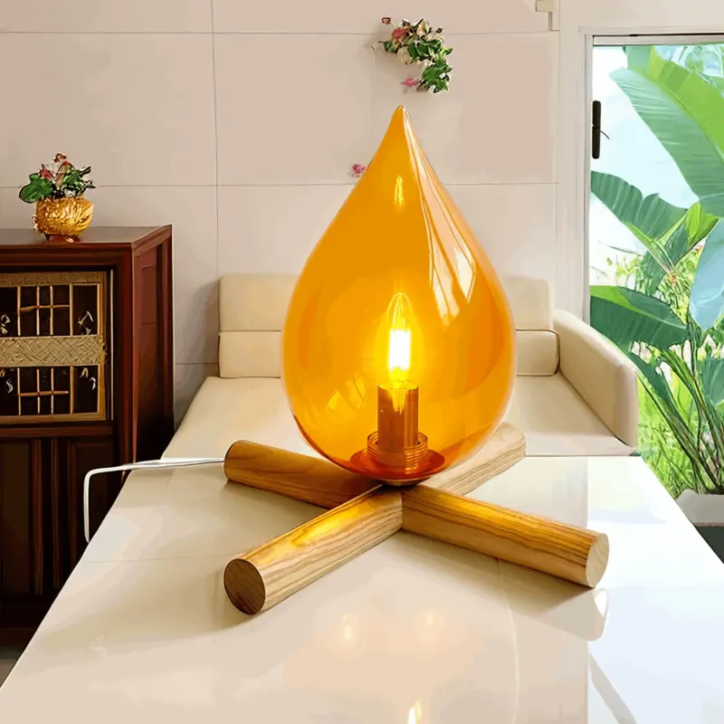 FireFlare Table Lamp Campfire Flame Lamp LED with Wooden Base tag1