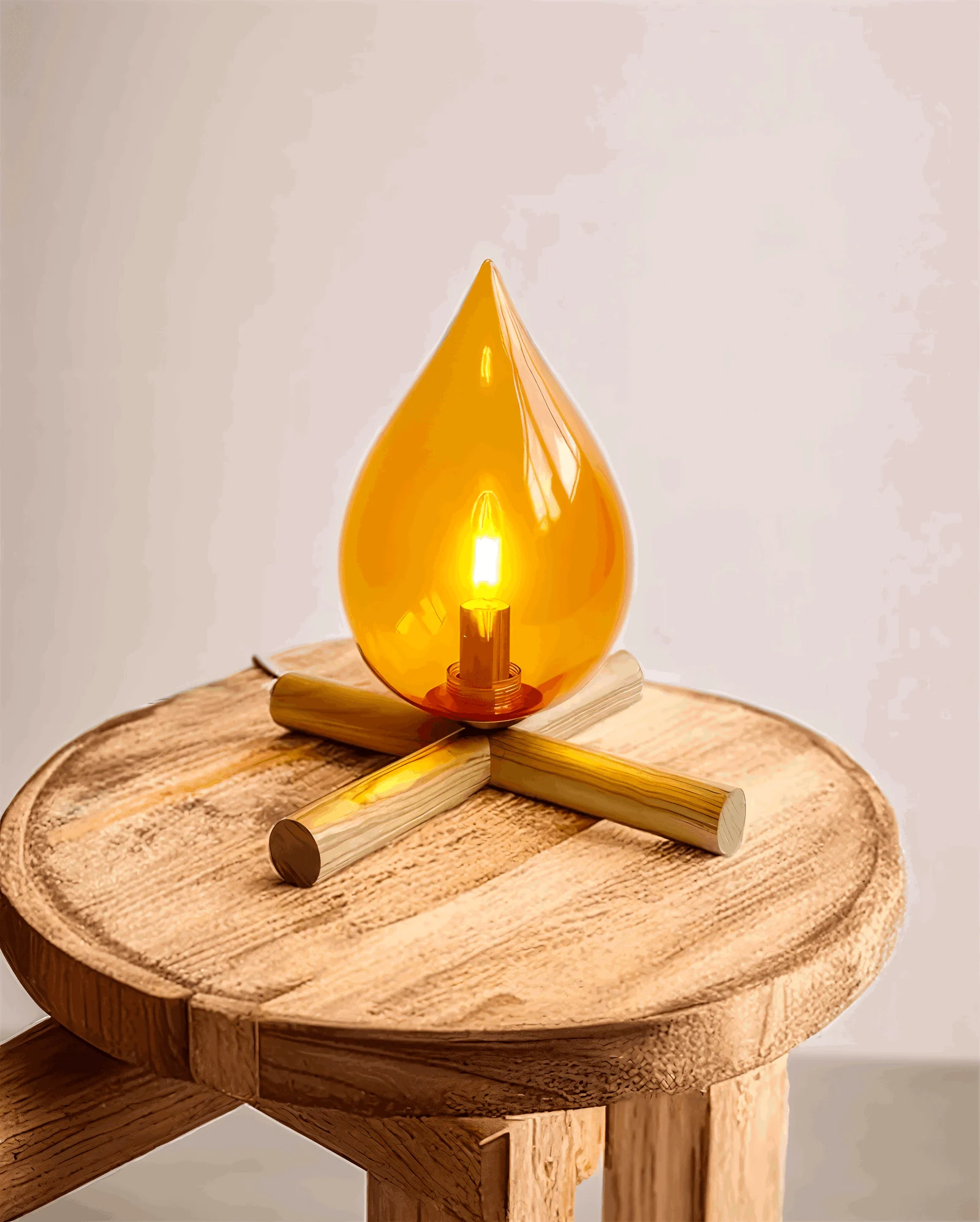FireFlare Table Lamp - Campfire Flame Lamp LED with Wooden Base -  - #tag1#