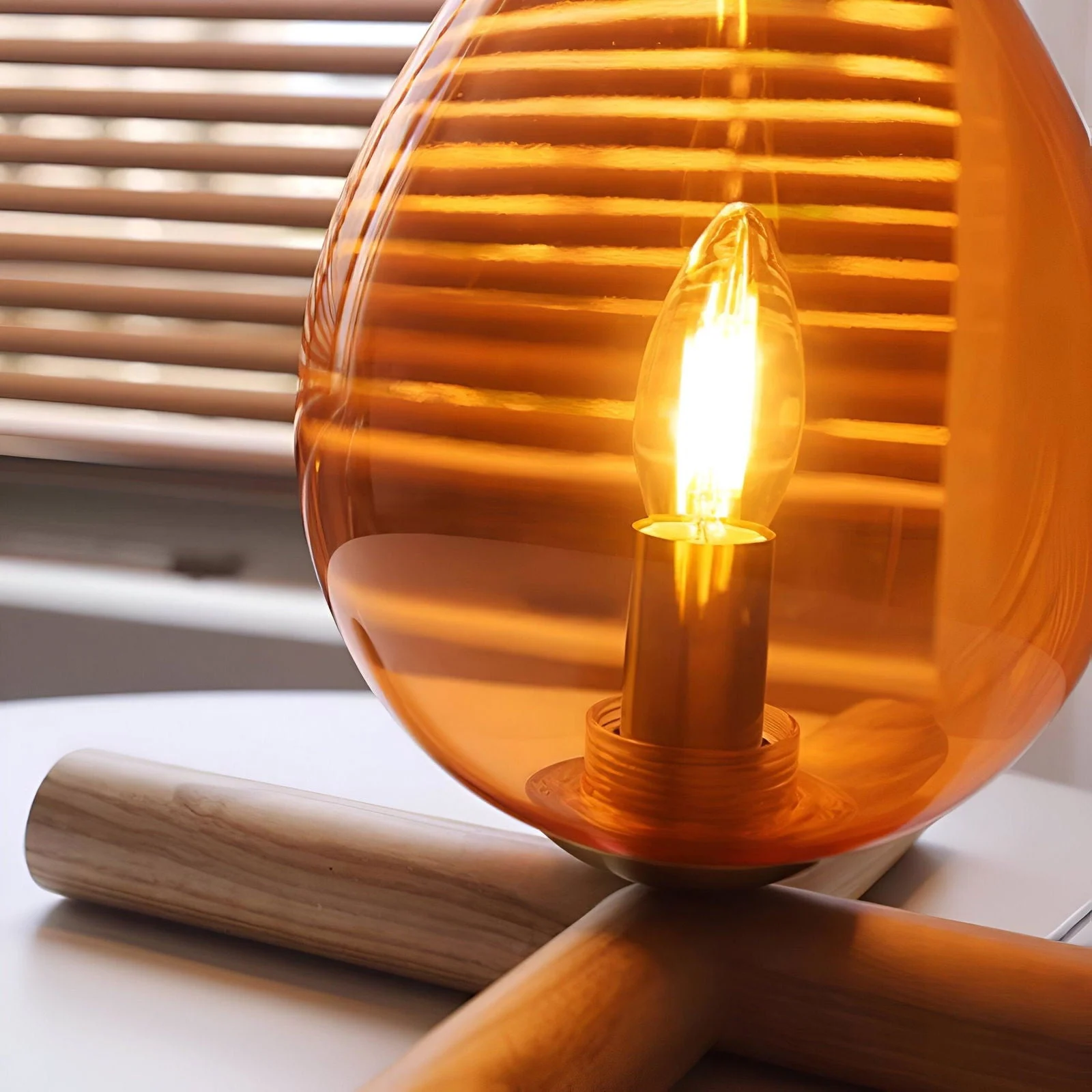 FireFlare Table Lamp - Campfire Flame Lamp LED with Wooden Base -  - #tag1#