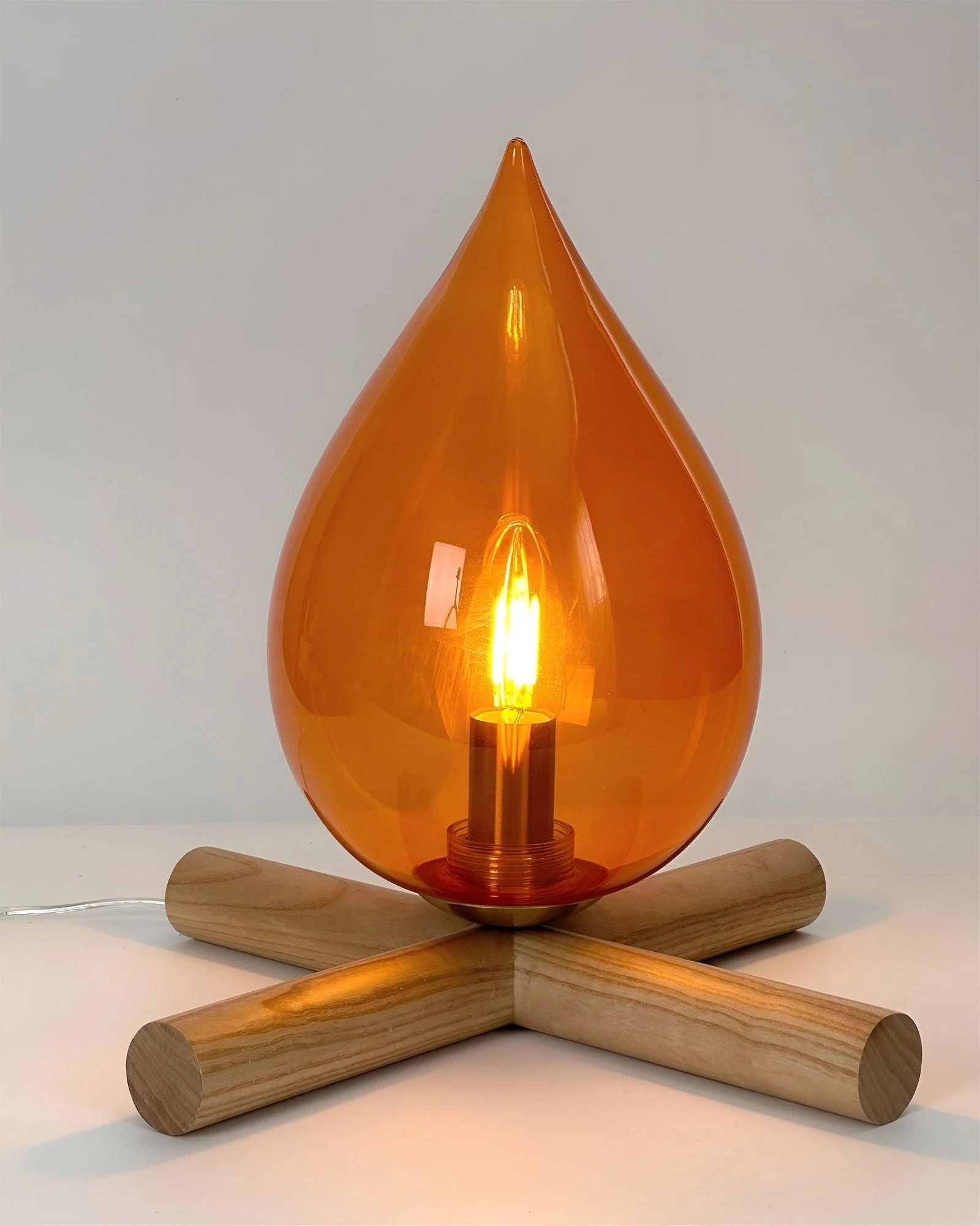 FireFlare Table Lamp - Campfire Flame Lamp LED with Wooden Base -  - #tag1#