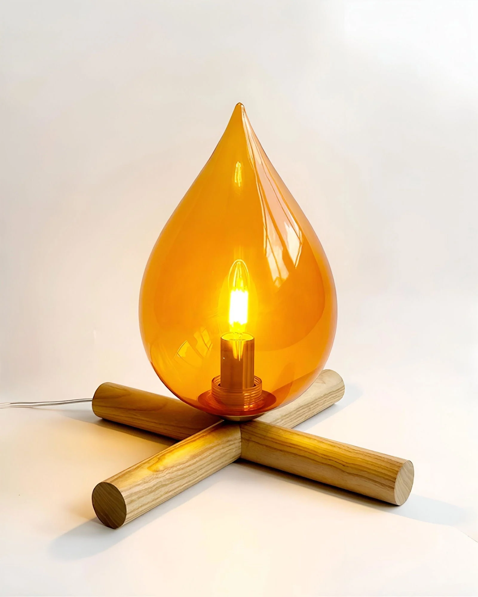 FireFlare Table Lamp - Campfire Flame Lamp LED with Wooden Base -  - #tag1#