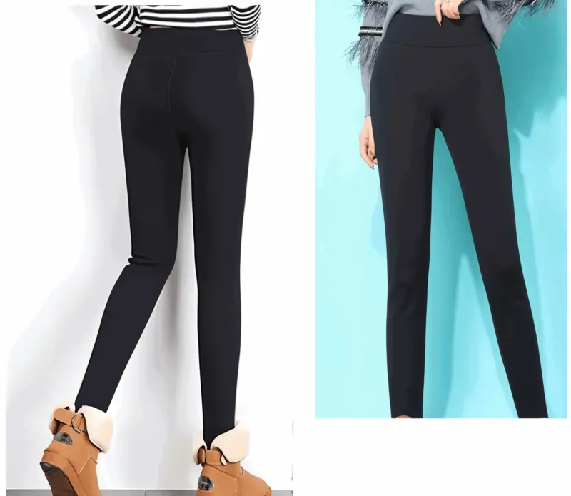 FitFlex Fleece Legging Plush pants with high waist and stretch for women tag1