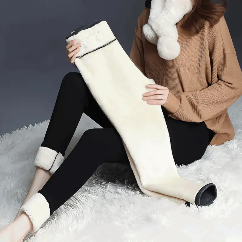 FitFlex Fleece Legging Plush pants with high waist and stretch for women tag1