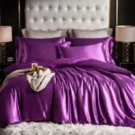 Fitted 4PCS SUPER SOFT Luxury Silk Bedding Set 1 FITTED SHEET 1 QUILT COVER 2 PILLOWCASE tag1