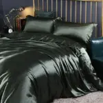 Fitted 4PCS SUPER SOFT Luxury Silk Bedding Set 1 FITTED SHEET 1 QUILT COVER 2 PILLOWCASE tag1