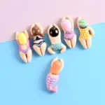 Five Piece Resin Cartoon Swimming Figure Fridge Magnets tag1