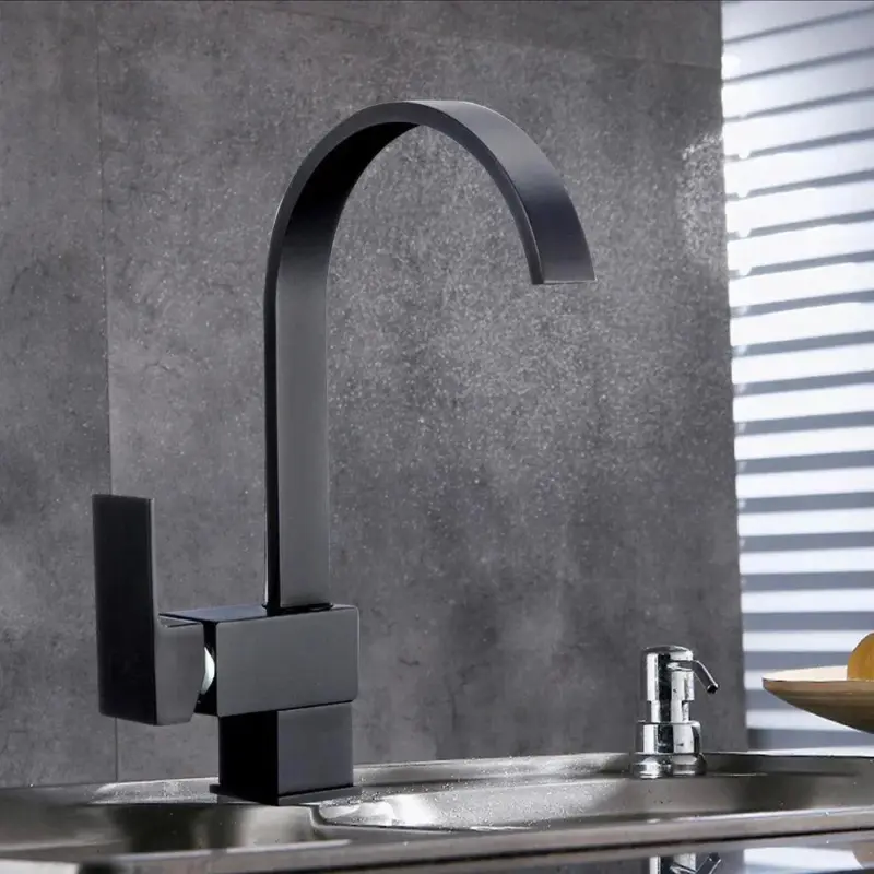 Flat Kitchen Faucet Solid Brass tag1