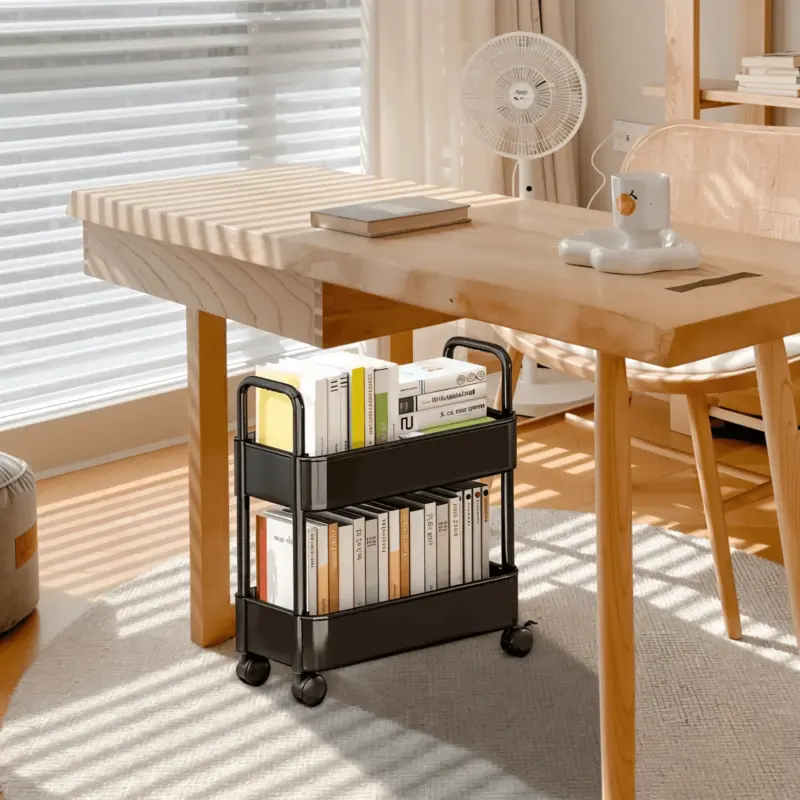 FlexShelf 2 tier book cart Multifunctional book cart Mobile book shelf tag1