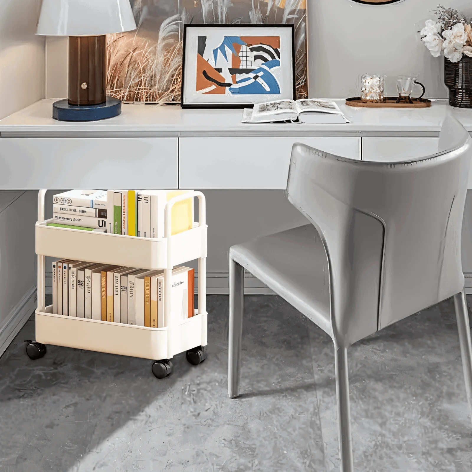 FlexShelf - 2-tier book cart - Multifunctional book cart - Mobile book shelf -  - #tag1#