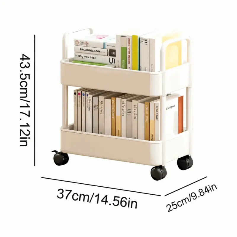 FlexShelf 2 tier book cart Multifunctional book cart Mobile book shelf tag1