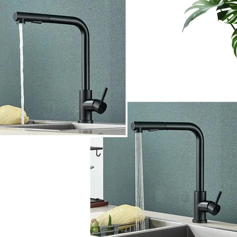 Flexible Deck Kitchen Sink Faucet Stainless Steel Hot and Cold Water Mixer -  - #tag1#