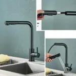 Flexible Deck Kitchen Sink Faucet Stainless Steel Hot and Cold Water Mixer tag1