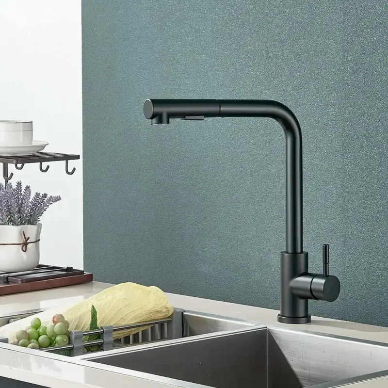 Flexible Deck Kitchen Sink Faucet Stainless Steel Hot and Cold Water Mixer tag1