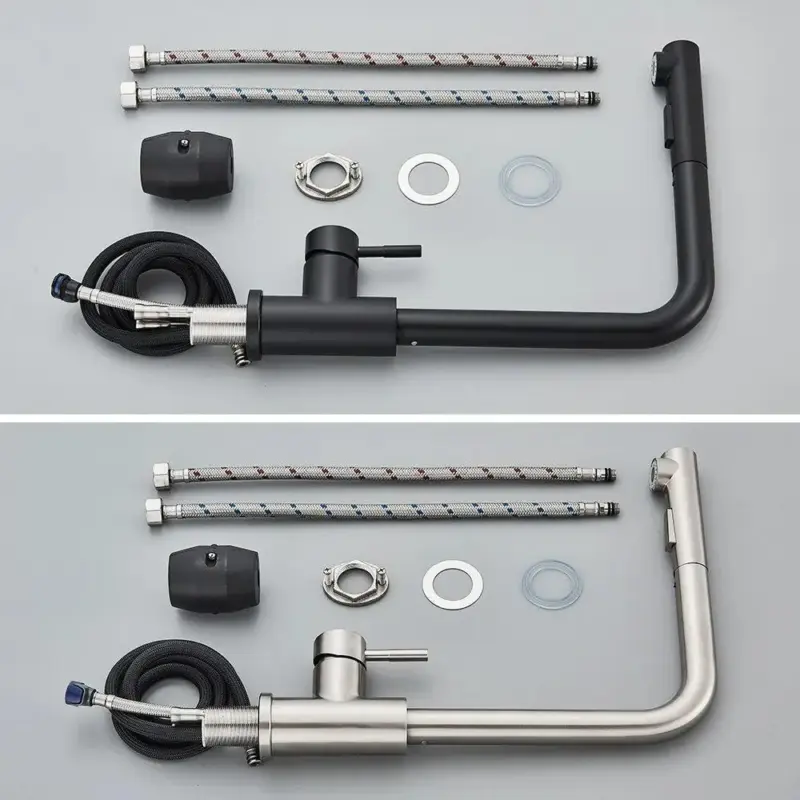 Flexible Deck Kitchen Sink Faucet Stainless Steel Hot and Cold Water Mixer tag1