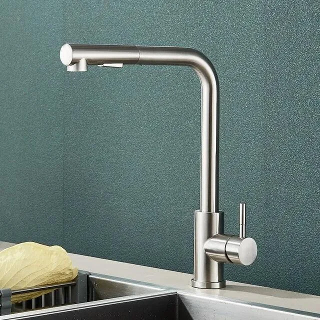Flexible Deck Kitchen Sink Faucet Stainless Steel Hot and Cold Water Mixer -  - #tag1#