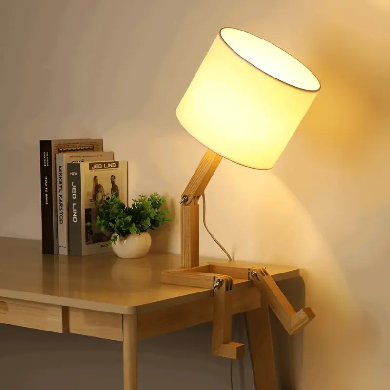 Flexible WoodMan Lamp Solid Wood Robot Desk Lamp tag1