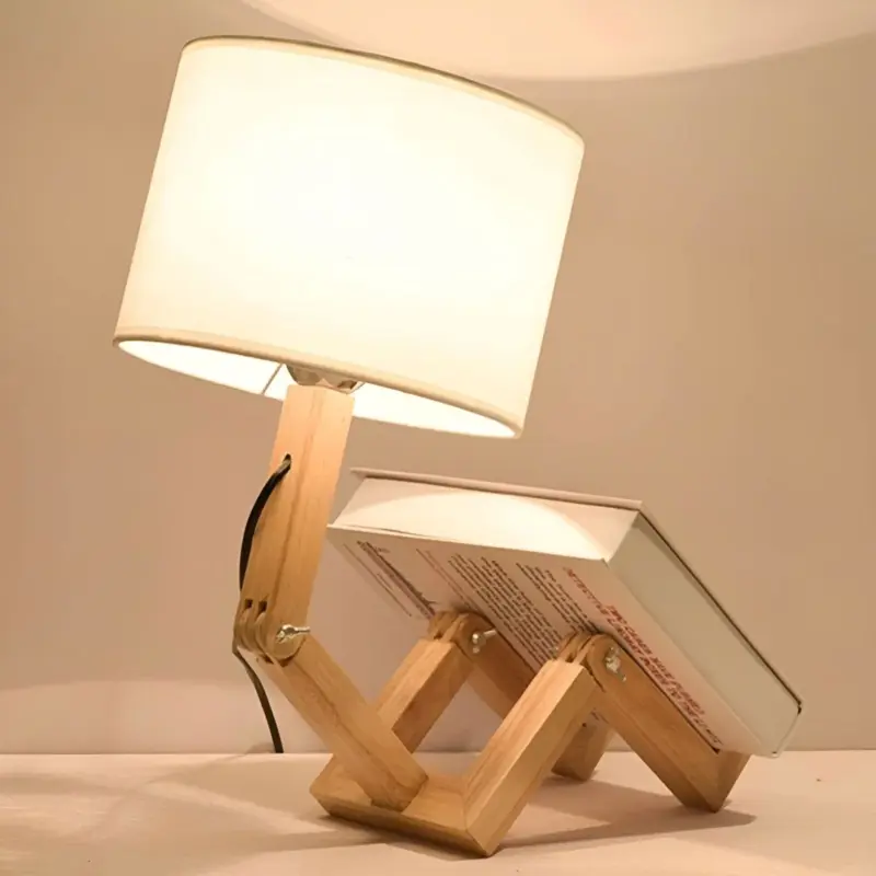 Flexible WoodMan Lamp Solid Wood Robot Desk Lamp tag1