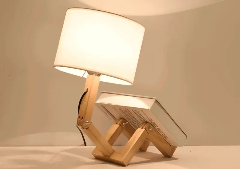 Flexible WoodMan Lamp Solid Wood Robot Desk Lamp tag1