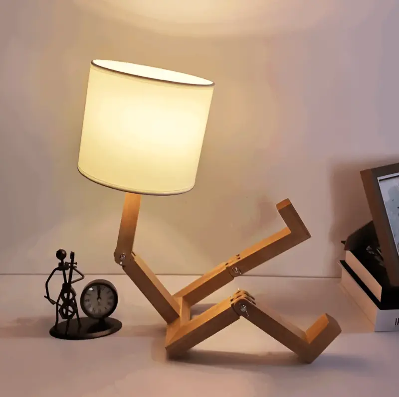 Flexible WoodMan Lamp Solid Wood Robot Desk Lamp tag1
