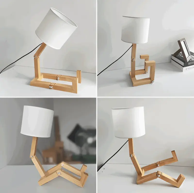 Flexible WoodMan Lamp Solid Wood Robot Desk Lamp tag1