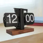 Flip down clock Walnut wood Vintage clock Retro Mechanical tag1