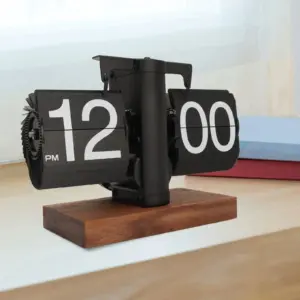 Flip down clock | Walnut wood | Vintage clock | Retro | Mechanical