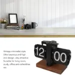 Flip down clock Walnut wood Vintage clock Retro Mechanical tag1