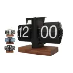 Flip down clock Walnut wood Vintage clock Retro Mechanical tag1