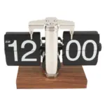 Flip down clock Walnut wood Vintage clock Retro Mechanical tag1